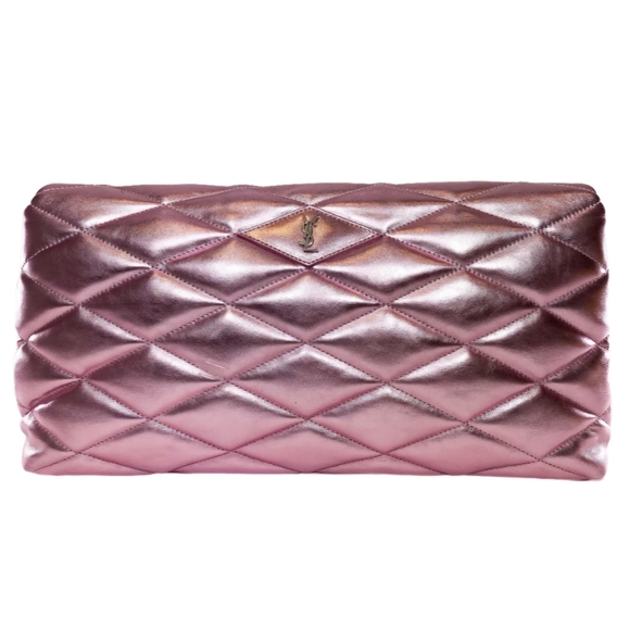 Saint Laurent Metallic Lambskin Quilted Sade Puffer Envelope Clutch